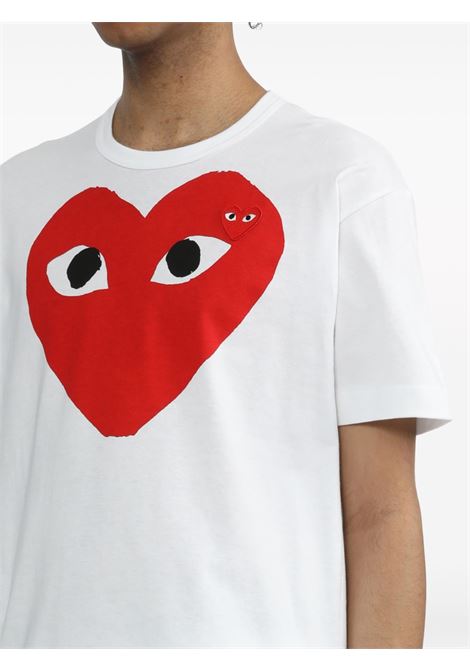 red emblem knit t-shirt unisex white COMME DES GARÇONS PLAY | AX-T026-0511